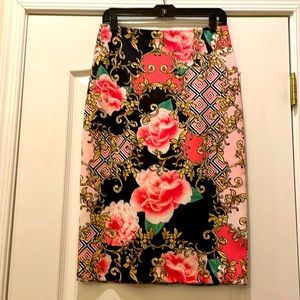Classy Rose & Print Skirt